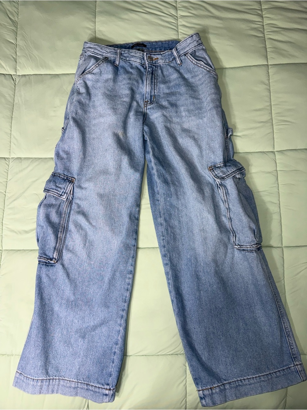 wild fable Light Blue Wide-Leg Cargo Jeans